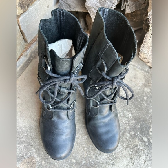 Sorel Joan of Arctic wedge II waterproof leather Black Wedge Boots Sz-8.5. N - Picture 5 of 11